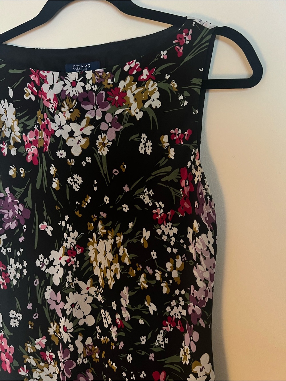 Vintage Y2K Chiffon Black Floral Sleeveless Midi Dress - Picture 7 of 8
